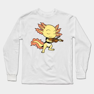 Comic axolotl plays violin Long Sleeve T-Shirt